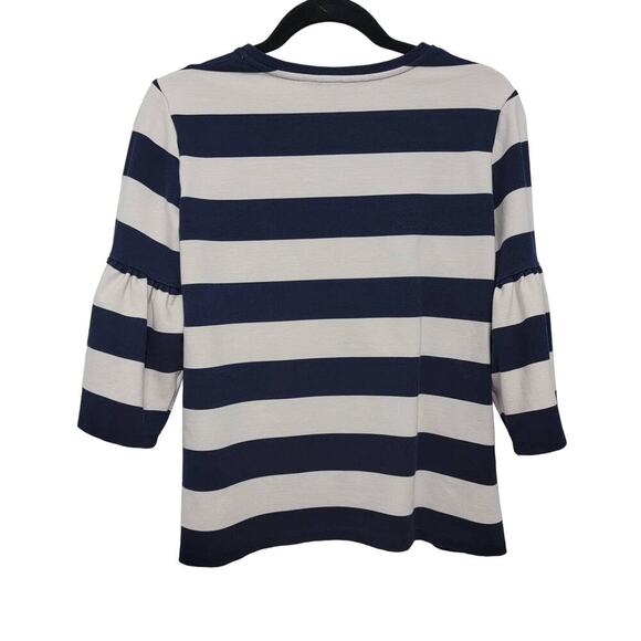 Lauren Ralph Lauren Top Medium Coastal Nautical Striped Bell Sleeve  607 *FLAW* - Picture 2 of 10